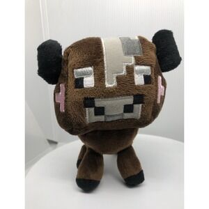 Mojang Minecraft Cow Plush Stuffed Animal Toy Brown 6" 2014 Figure‎ Embroidered